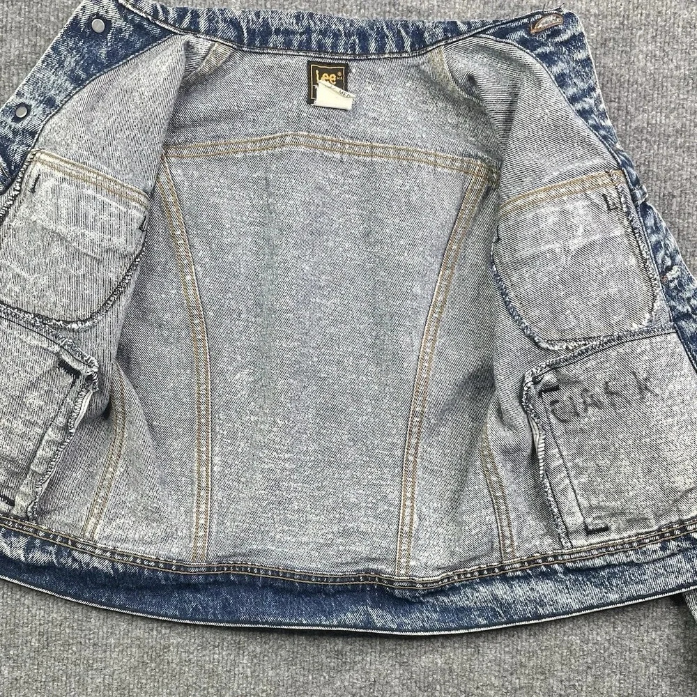 Lee Denim Jacket Kids Size 12 Blue Acid Wash Vintage‎ USA Made Riders Trucker